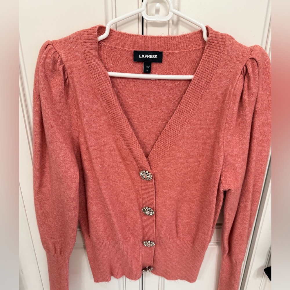 Express Women's Pink Cardigan Sweater